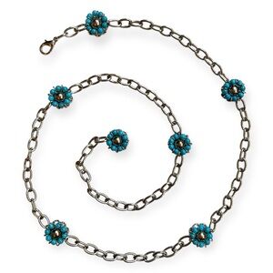Turquoise Flower Chain Link Belt